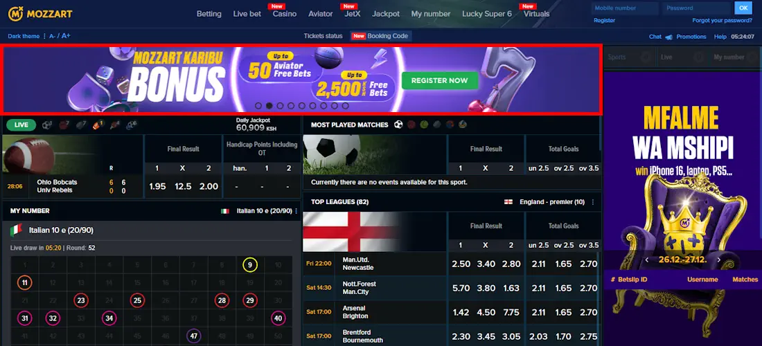 MozzartBet Sportsbook and Welcome Bonus Screenshot